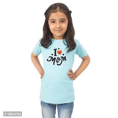 Limit Fashion Store - I Love Mom Kids Colored Cotton Unisex T-Shirt (Boys/Girls) (3-4 Years, Sky Blue)-thumb3