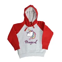 LIMIT Fashion Store - Magical Unicorn Kids Winter Wear Sweatshirts and Hoodies (Girls) (11-12 Years, Grey - Red)-thumb1