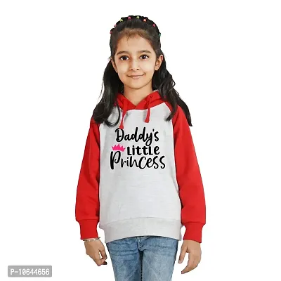 LIMIT Fashion Store - Daddy's Little Princess Kids Winter Wear Sweatshirts and Hoodies (Girls) (11-12 Years, Grey - Red)