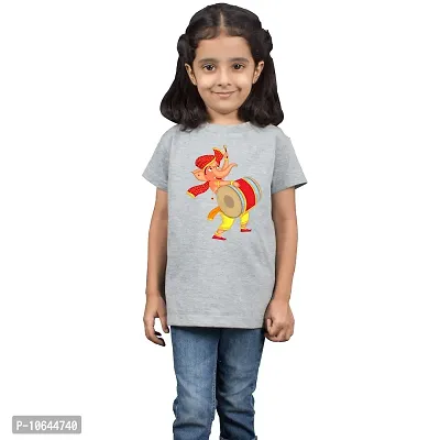 LIMIT Fashion Store- Ganpati Dancing Dhol Printed Colored Cotton T-Shirt for Kids (Boys  Girls)-thumb3