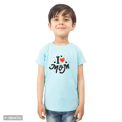 Limit Fashion Store - I Love Mom Kids Colored Cotton Unisex T-Shirt (Boys/Girls) (3-4 Years, Sky Blue)