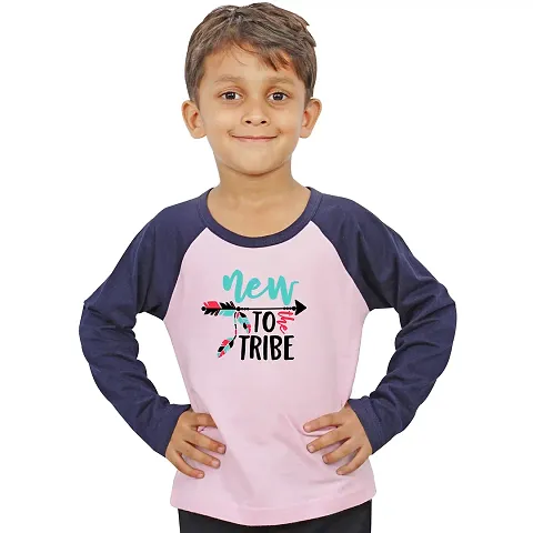 LIMIT Fashion Store - New To The Tribe Design Colored Cotton Full Sleeves Printed Kids T-Shirt (Boys/Girls)