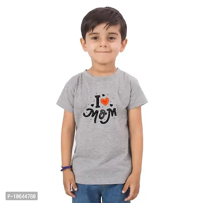 Limit Fashion Store - I Love Mom Kids Colored Cotton Unisex T-Shirt (Boys/Girls) (3-4 Years, Grey)