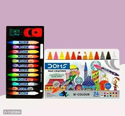 Doms Wax Crayons Bi Colour 24 Shades,Enjoy 2 Colours in one crayon-thumb0