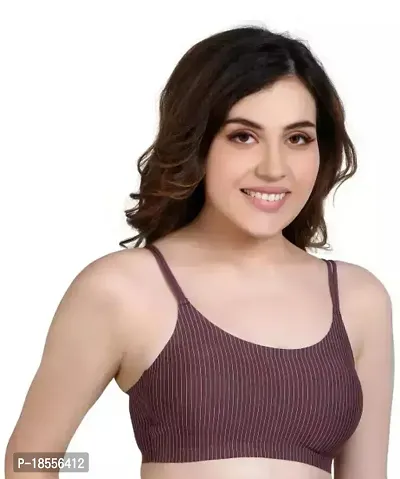 Stylish Brown Nylon Striped Bras For Women-thumb0