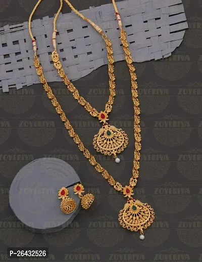 Stylish Golden Brass Jewellery Set For Women Pair Of 2-thumb4