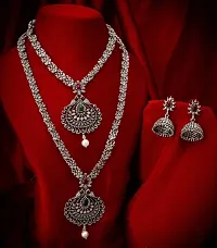 Stylish Silver Brass Jewellery Set For Women Pair Of 2-thumb1