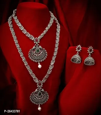 Stylish Silver Brass Jewellery Set For Women Pair Of 2-thumb2