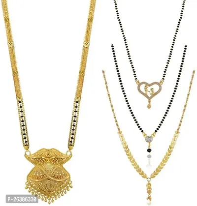 Elegant Golden Brass Necklace For Women Set Of 4