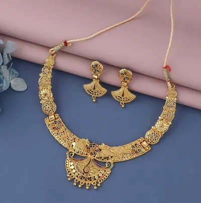 Gold Plated Alloy American Diamond Jewellery Sets