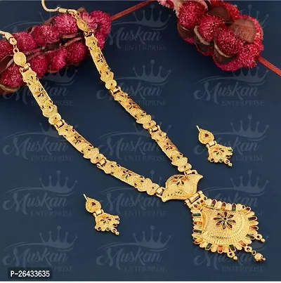 Stylish Golden Brass Jewellery Set For Women-thumb2