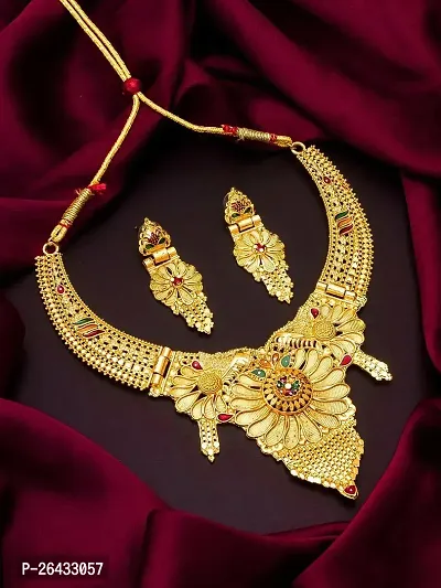 Stylish Golden Brass Jewellery Set For Women-thumb4