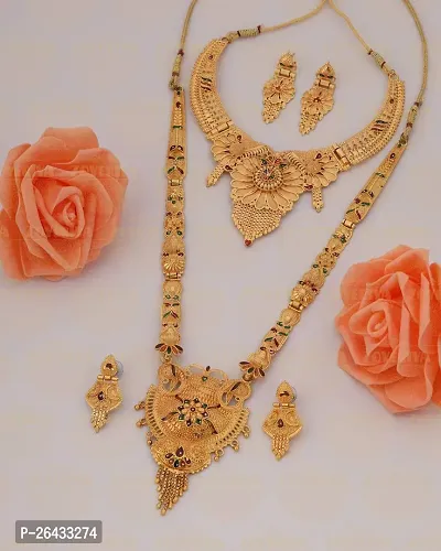 Stylish Golden Brass Jewellery Set For Women Pair Of 2-thumb4