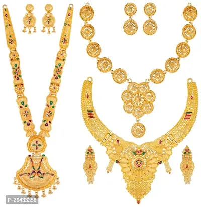Stylish Multicoloured Brass Jewellery Set For Women Pair Of 3