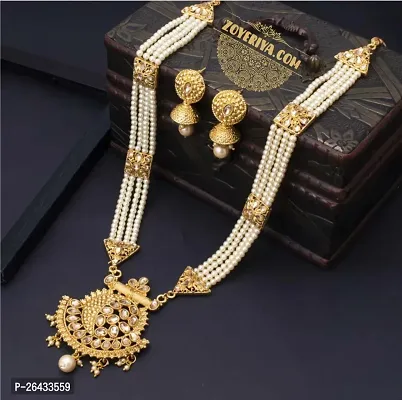 Stylish Golden Brass Jewellery Set For Women