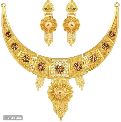 Stylish Multicoloured Brass Jewellery Set For Women