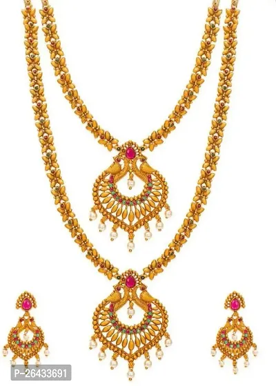 Stylish Multicoloured Brass Jewellery Set For Women Pair Of 2-thumb2