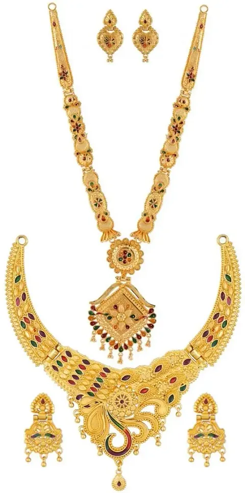 Traditional Alloy Golden Long And Short Mangalsutra Sets Combo