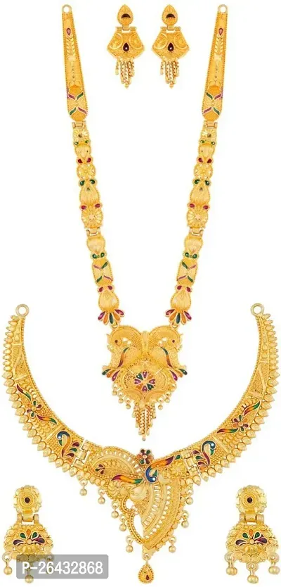 Stylish Golden Brass Jewellery Set For Women Pair Of 2