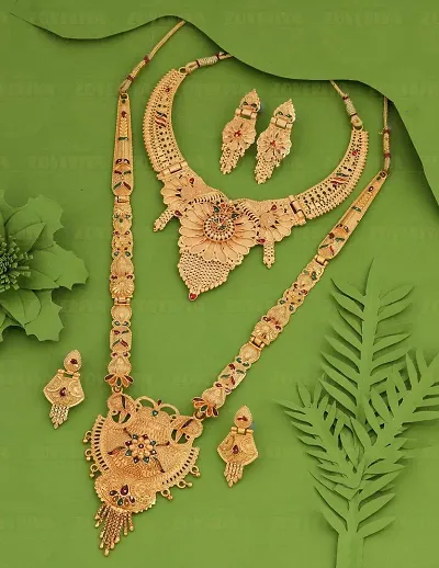 Stylish Brass Jewellery Set For Women Pair Of 2