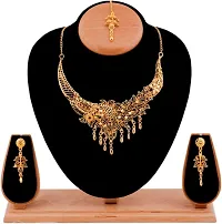 Stylish Golden Brass Jewellery Set For Women-thumb1