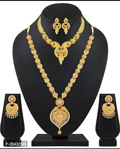 Stylish Golden Brass Jewellery Set For Women Pair Of 2