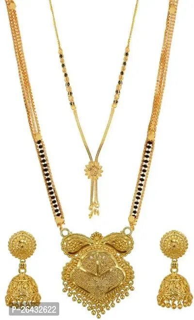 Stylish Golden Alloy Jewellery Set For Women Pair Of 2-thumb0