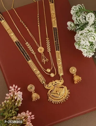 Stylish Golden Alloy Jewellery Set For Women Set Of 3