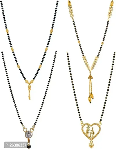 Elegant Golden Brass Mangalsutra For Women Set Of 4