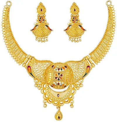 SAGY Traditional Jewellery Gold Plated Nacklace Set for Women (Y-Y48)