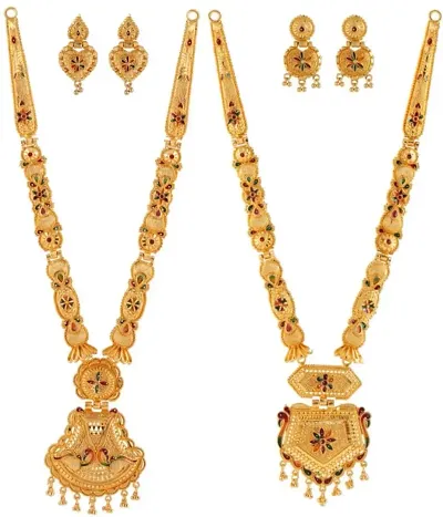 Traditional Alloy Golden Jewellery Set Combo- Set Of 2