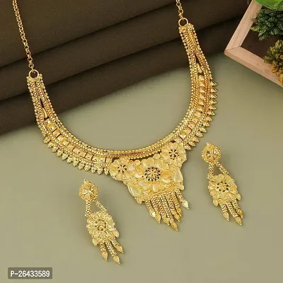 Stylish Golden Alloy Jewellery Set For Women-thumb0