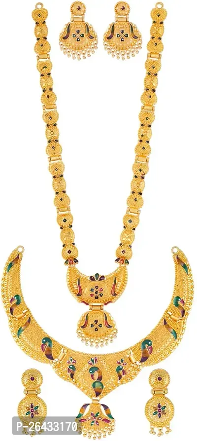 Stylish Golden Brass Jewellery Set For Women Pair Of 2