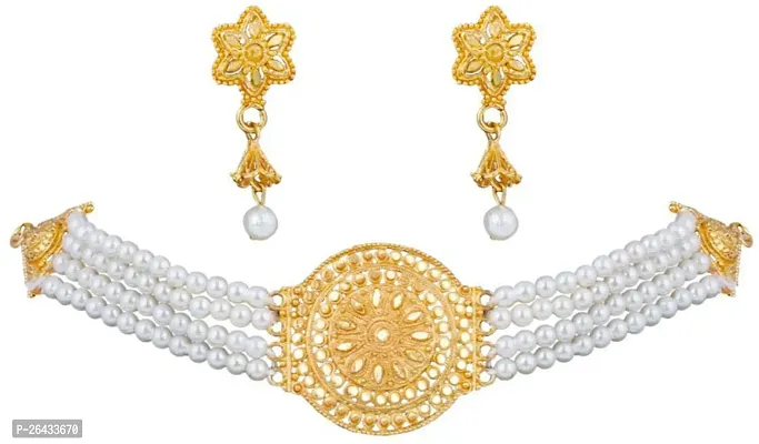 Stylish White Alloy Jewellery Set For Women-thumb2