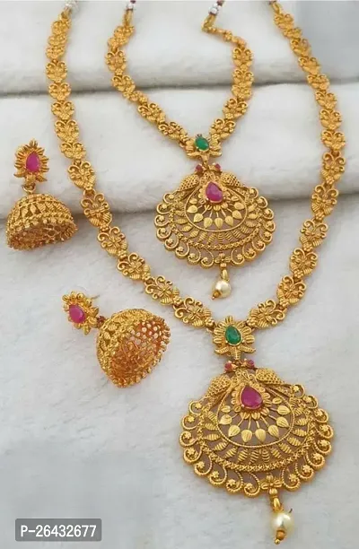Stylish Golden Brass Jewellery Set For Women Pair Of 2-thumb2