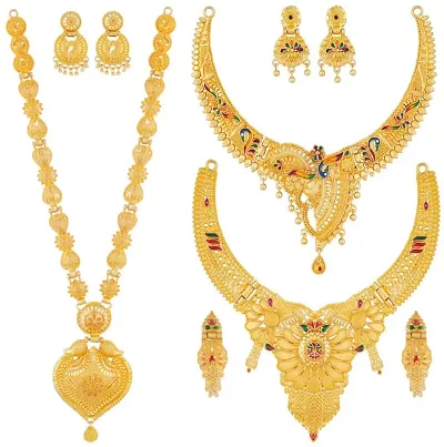 Stylish Brass Jewellery Set For Women Pair Of 3