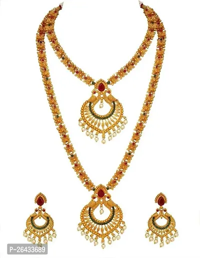 Stylish Golden Brass Jewellery Set For Women Pair Of 2-thumb0