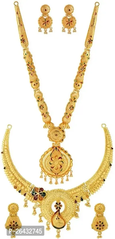 Stylish Golden Brass Jewellery Set For Women Pair Of 2