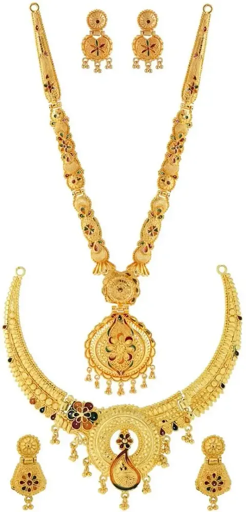 Traditional Alloy Golden Long And Short Mangalsutra Sets Combo