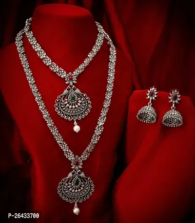 Stylish Silver Alloy Jewellery Set For Women Pair Of 2-thumb2