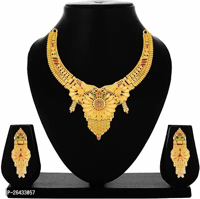 Stylish Golden Brass Jewellery Set For Women-thumb0