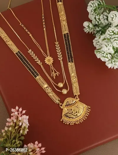 Stylish Golden Alloy Jewellery Set For Women Set Of 3-thumb0