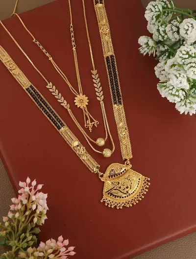 Traditional Gold Plated Alloy Mangalsutra Set Combo Pack of 3