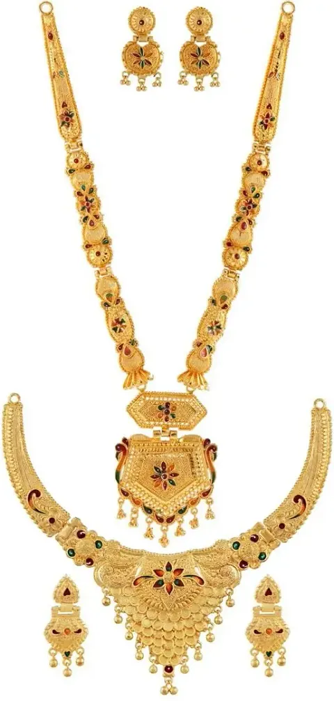 Traditional Alloy Golden Long And Short Mangalsutra Sets Combo