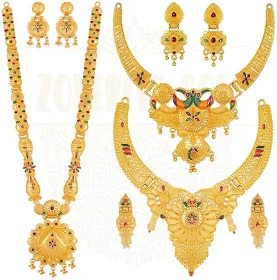 Stylish Brass Jewellery Set For Women Pair Of 3