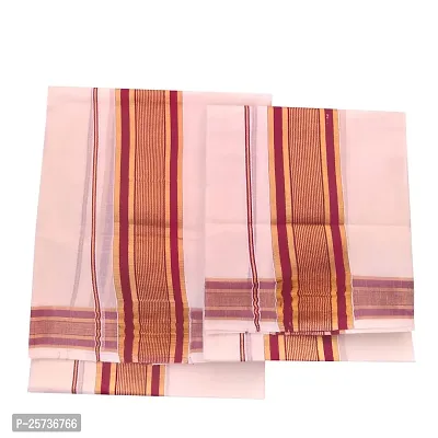 kerala saree set mundu 2x3 merun gold 2 mtr, 2.5 mtr