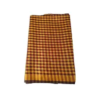 Unstitched Fabric for Kurta, Kurti, Blouse, Saree (Gold  Maroon Checkered)-thumb2