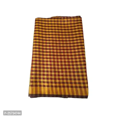 Unstitched Fabric for Kurta, Kurti, Blouse, Saree (Gold  Maroon Checkered)-thumb3