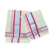 kerala saree set mundu 2x3 red - silver 2mtr, 2.5mtr-thumb1