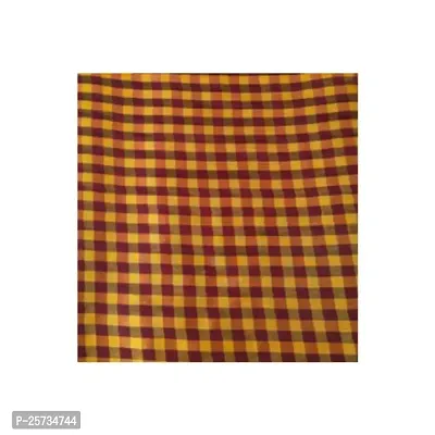 Unstitched Fabric for Kurta, Kurti, Blouse, Saree (Gold  Maroon Checkered)-thumb2